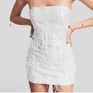 RETROFETE Anastasia sequin feather dress NWT